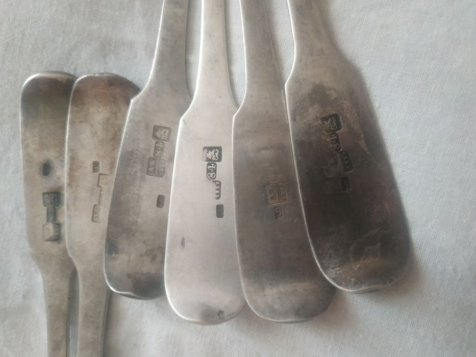 Серебряные столовые ложки. 84 проба. 1852 год.