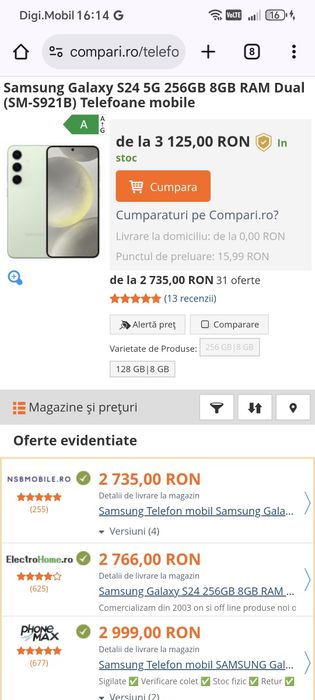 Samsung S24 256 GB 8 GB RAM  nou de sigilat