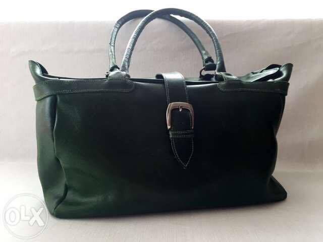 Geanta din piele naturala verde