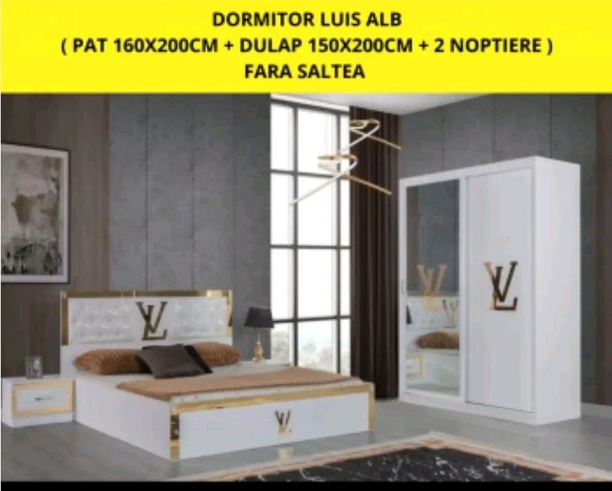 Dormitor Luis negru/ Alb