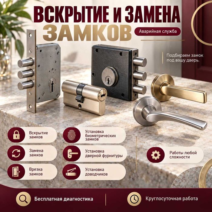 Замена замков после переезда/ремонт замка/вскрытие металлической двери