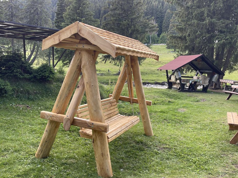 Balansoar din lemn rustic / leagan pentru copii
