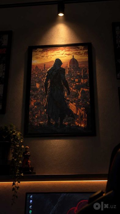 Xona, gaming setup, ofis yoki studiya uchun zamonaviy ramkali rasmlar