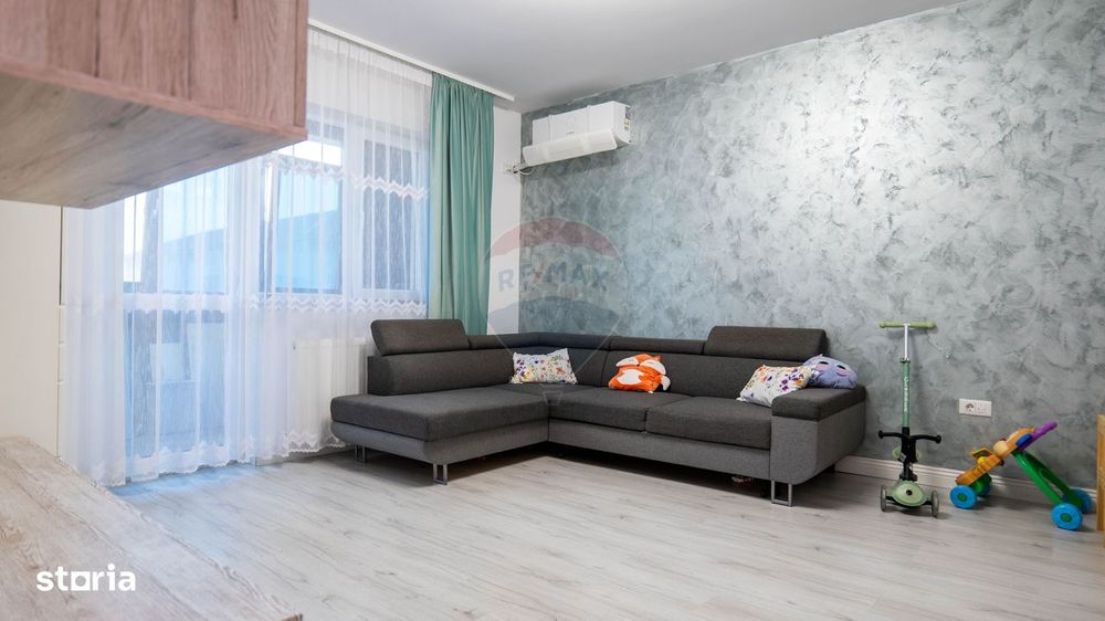 Dobroesti - vanzare apartament 2 camere mobilat complet, cu terasa