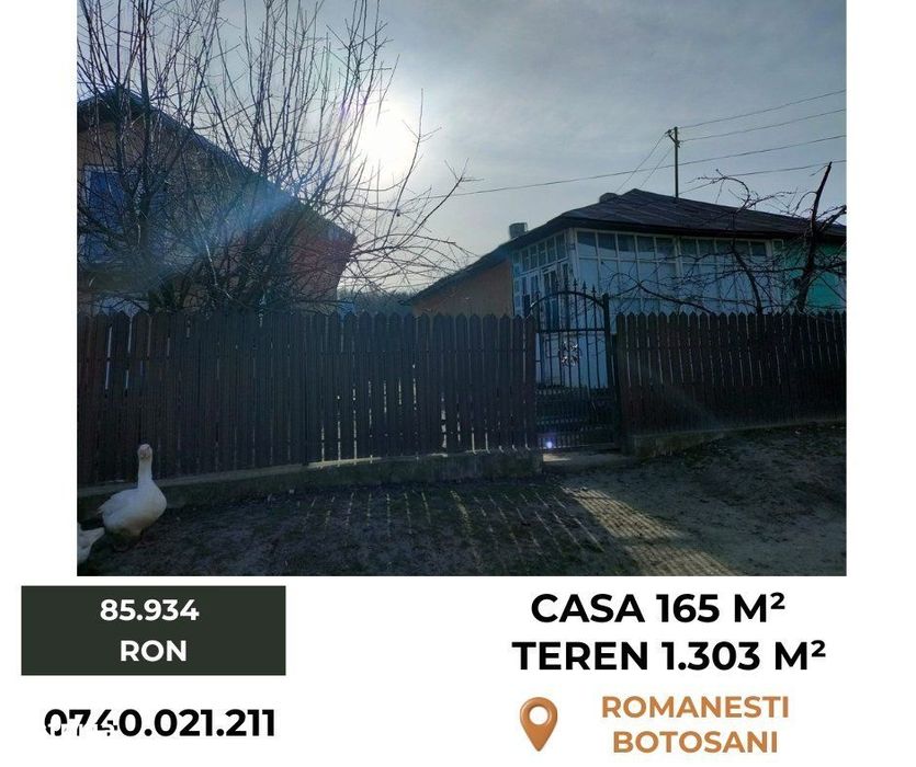 Casa 165  m² + Teren 1.303  m², Com. Romanesti