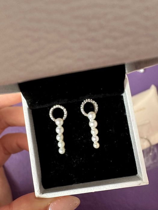Cercei cu perle naturale 2.5-3+3-3.5+3.5 mm + argint 925