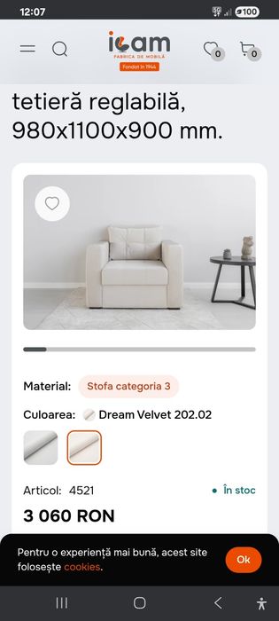 Fotoliu cu tetiera reglabila