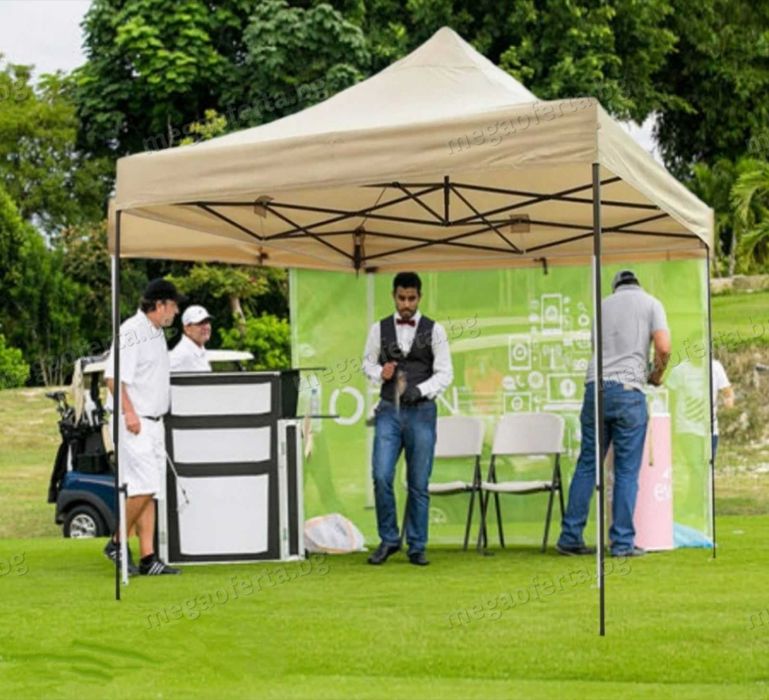 Градинска сгъваема шатра 3х3 усилена конструкция и гумирано покривало