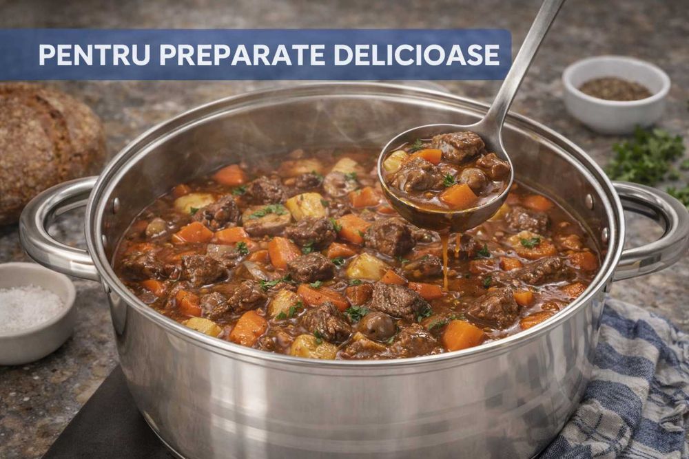 Cratita inox 9.1L cu capac din sticla pentru gatit