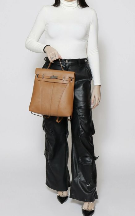 Кожена дамска чанта 3в1