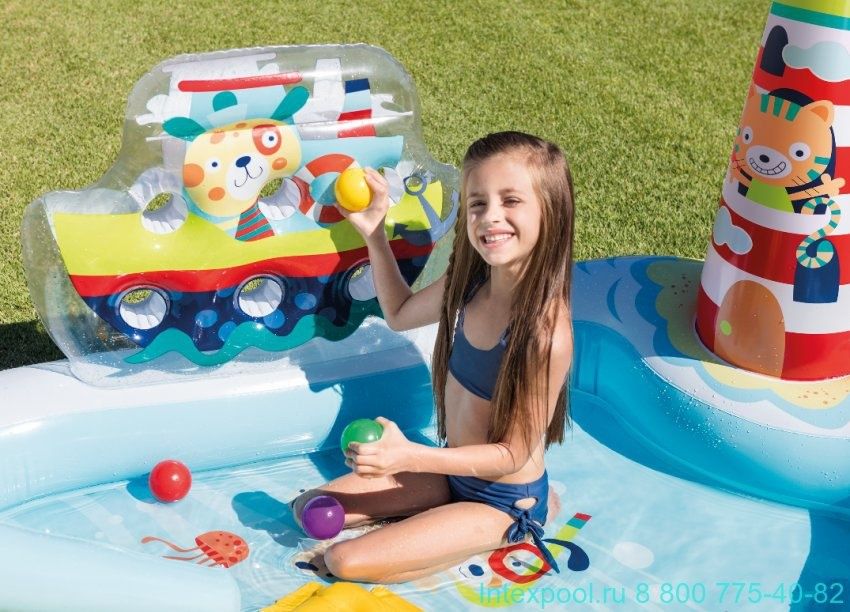 Надувной бассейн "Веселая рыбалка"(218×188×99) . БЕСПЛАТНО Доставка