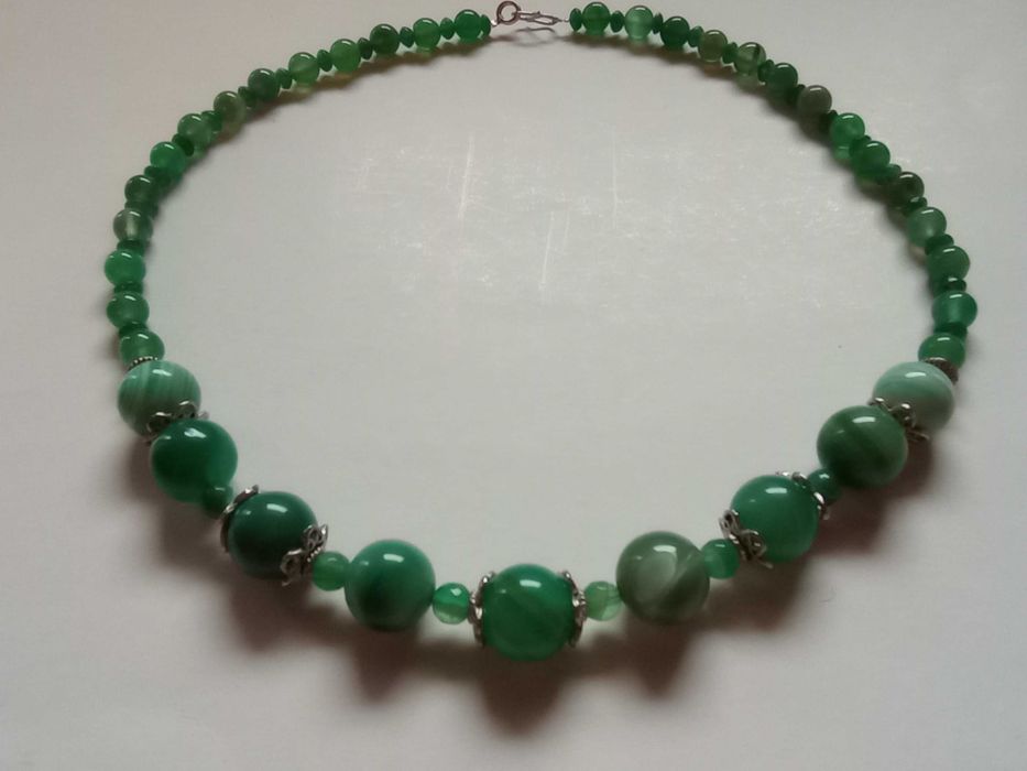 colier agate verzi striate,clasic,elegant