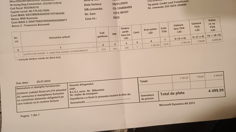 Vând iPhone 15 128 GB