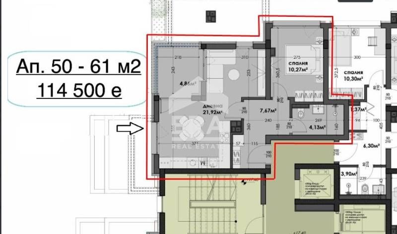 Двустаен апартамент с ЮЖНО изложение в новострояща се сграда в жк Изгр