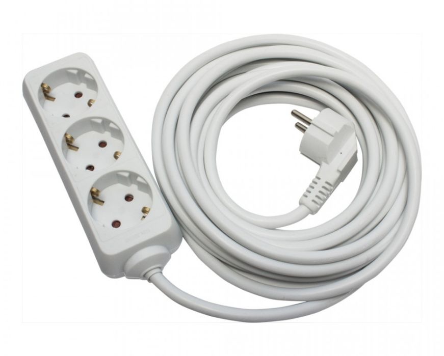 Prelungitoare sigilate cu, 3 prize, 5 m, alb,