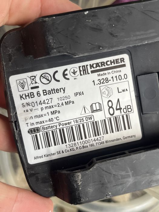 Aparat de spalat cu presiune Karcher KHB6 pe baterie