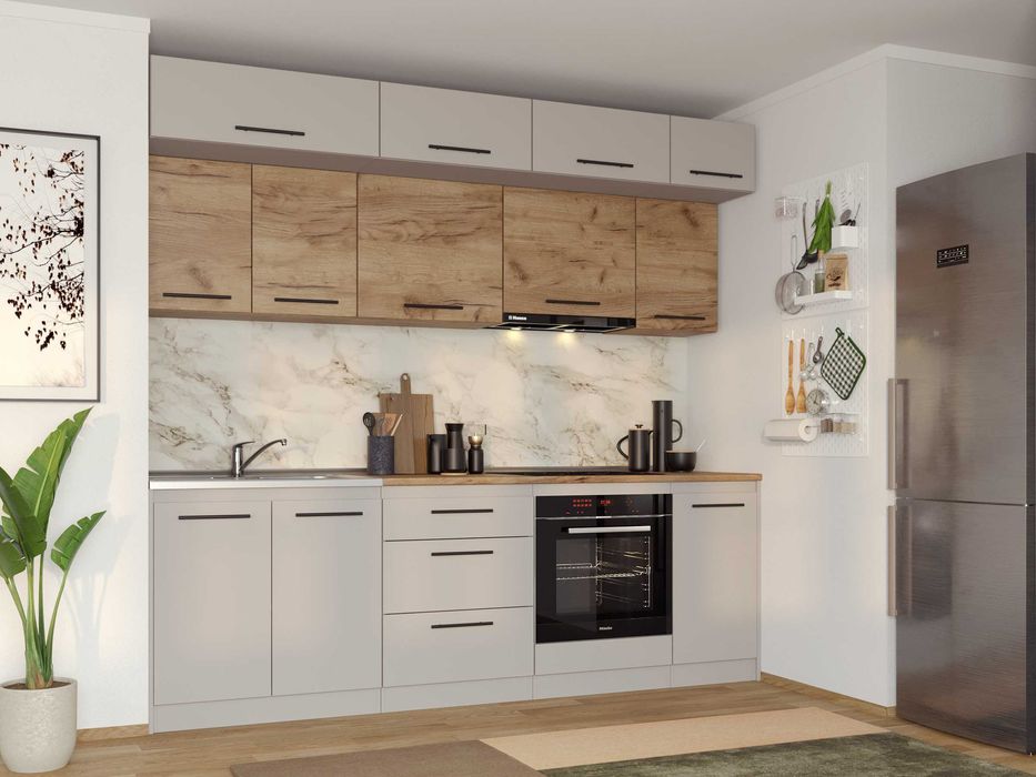 Set Mobila Bucatarie Linea 240 Casmir / Stejar C26 - Transport Gratuit