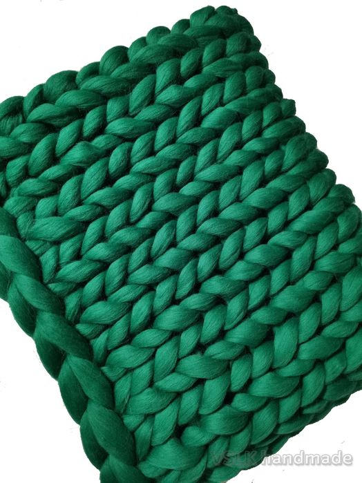 Гигантско плетено одеяло, мерино вълна,ръчна изработка