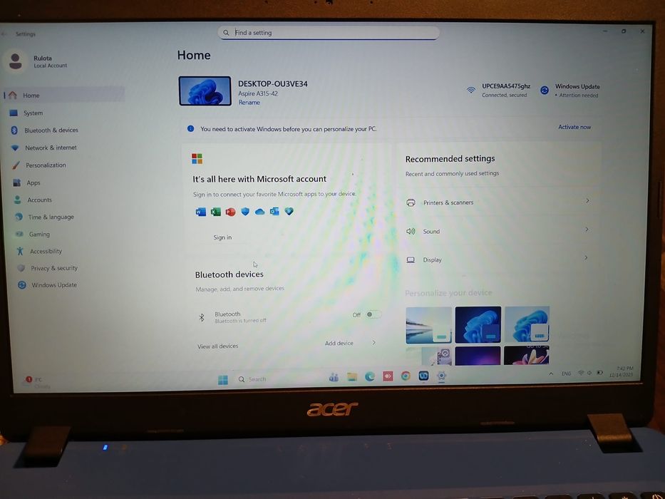 Vand laptop Acer Aspire 3