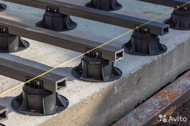 Регулируемые опоры для террасной доски из ДПК  .