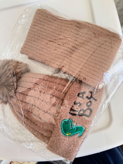 Бас киім, шапочка для мальчиков с шарфом