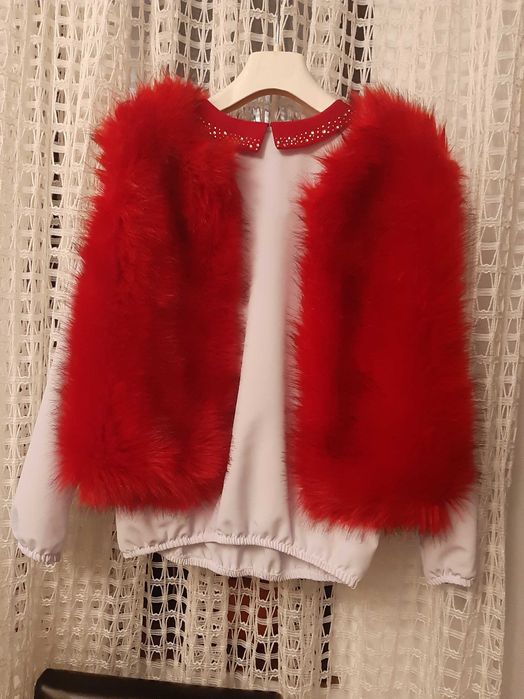 Cămasă deosebită și vestă blăniţă  fetiţă  10-12