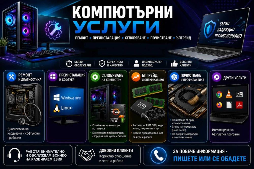 Ремонт и поддръжка на компютри и компютърни мрежи