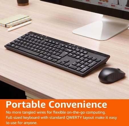 Безжична клавиатура и мишка Amazon Basics ‎MD023, пълен размер