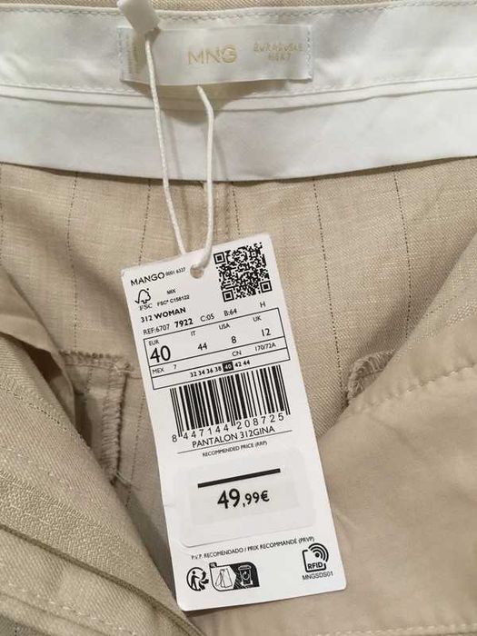 Mango - Pantaloni din amestec de in cu pense