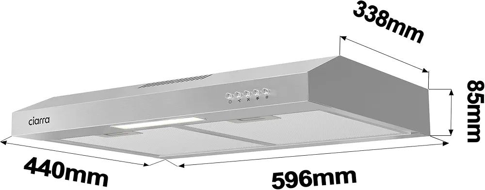 Абсорбатор за вграждане под шкаф CIARRA CBCS6903D, 60 см, 220 m³/h + функция за рециркулация