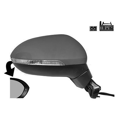 Oglinda exterioara Volkswagen Passat (B8), 08.2014-, Dreapta, reglare electrica; grunduit; incalzita; geam convex; cromat; 8 pini; cu semnalizare; cu functie detectie unghi mort, View Max