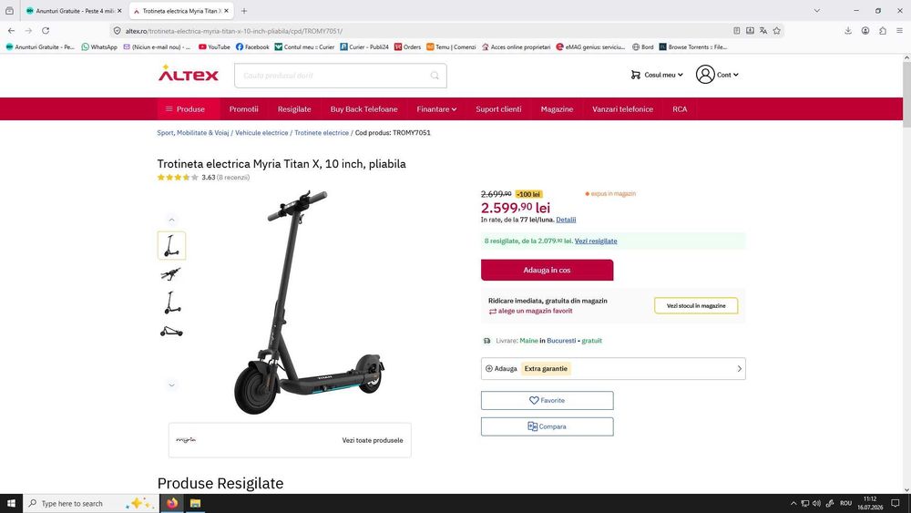 Trotineta electrica Myria Titan X, 10 inch - Garantie