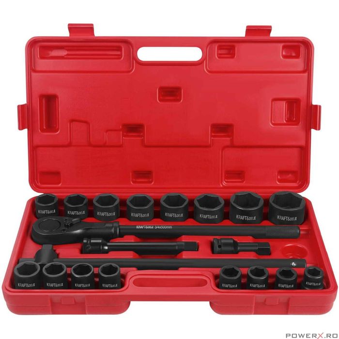 Trusa chei tubulare de impact 3/4", 19 - 50mm, 21 bucati, Kraft