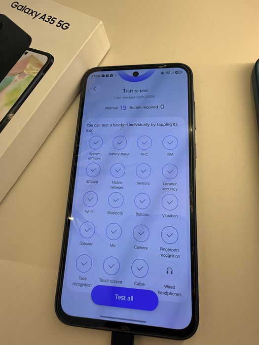 Samsung Galaxy A35 5G, 128 GB, 6 GB RAM – Awesome Navy, cutie și husă