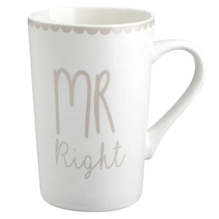 Set  pt cadou, cani cu mesaj mr right si mrs always right, 350 ml, Alb