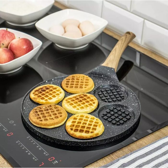 Tigaie cu strat din marmura pentru vafe cu 7 forme, 26.5 cm negru,