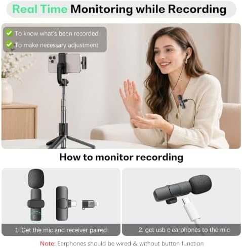 Нов Безжичен двоен Lavalier микрофон за iPhone Android USB-C Lightning TikTok влог видео