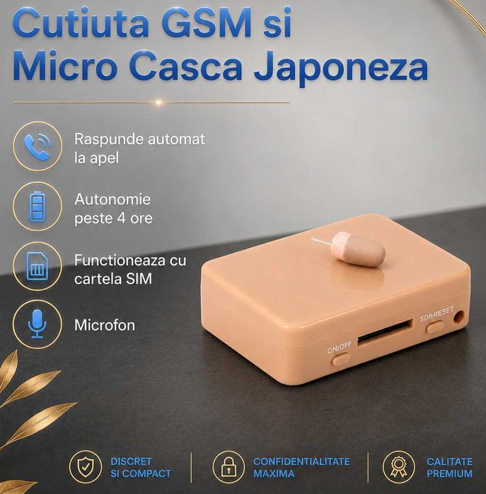 Casti de Copiat Nedetectabile Fara Telefon cu Raspuns automat Cutie GSM cu cartela Casca de Copiat