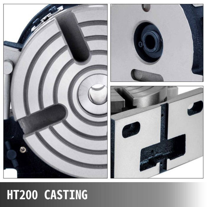 Masa rotativa divizoare 150mm verticala si orizontala, cap divizor pentru masina de frezat, disc gradat 360 grade, 4 canale, fonta HT200