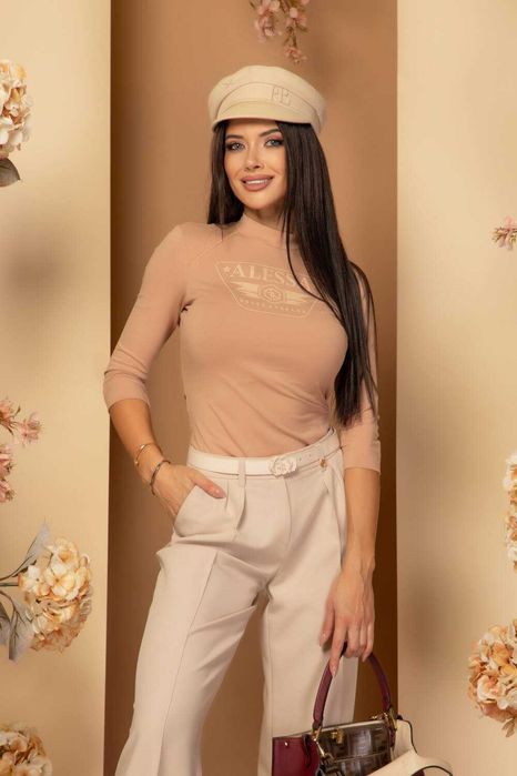 Alessa - Stylish Everyday Блуза С 3/4 Ръкав - Nude - Алеса