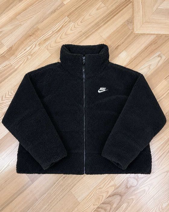 Jachetă Nike damă neagră, fleece Teddy Sherpa, Mărimea M