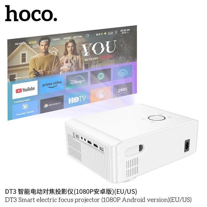 Hoco DT3 Smart проектор с электрофокусом версия Android 1080P Full HD