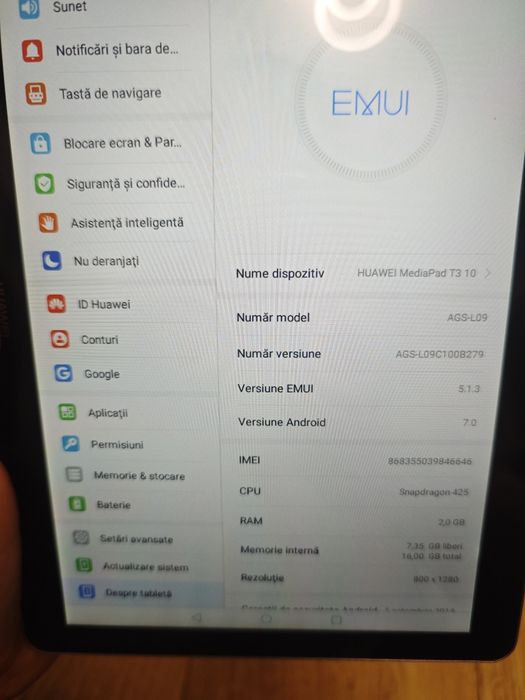 Tableta Huawei media pad t3 10" cu SIM