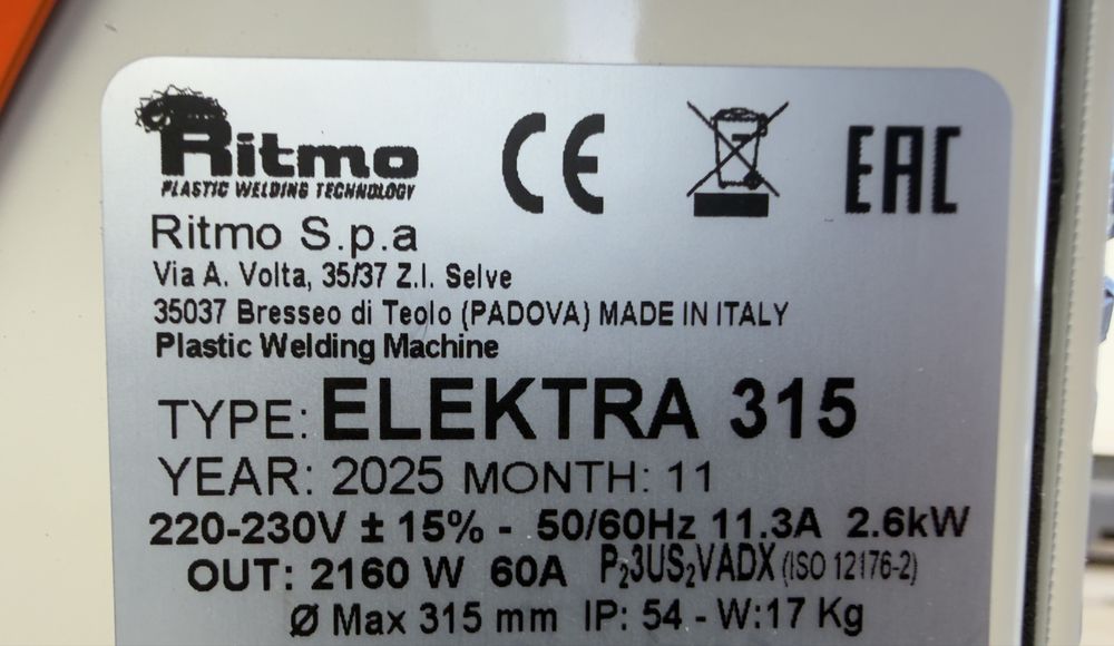 Aparat de sudura prin electrofuziune Ritmo Elektra 315 / NOU / 2025