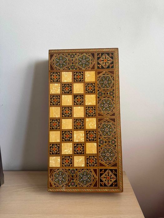 Set table din lemn cu marchetărie orientală, 50 × 25 cm, complet