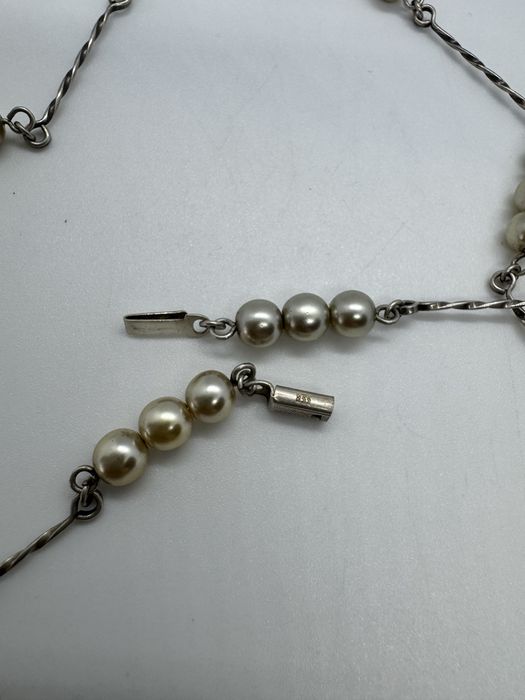 Colier lung din argint si perle