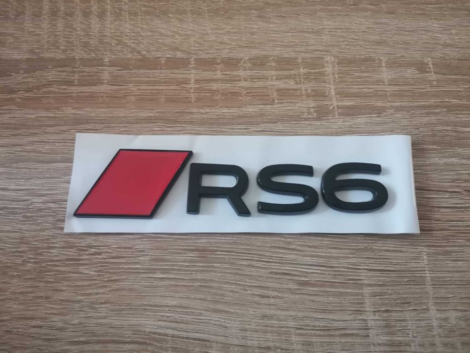емблема Audi RS6 нов стил черно с червено