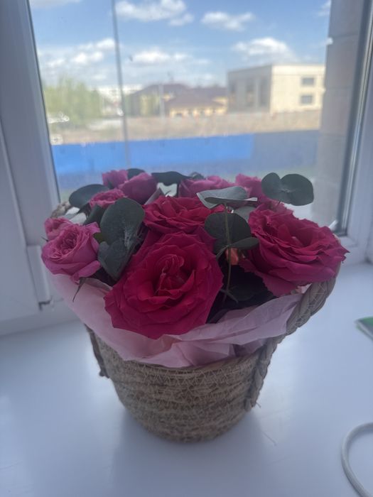 Свежий роза с корзиной
