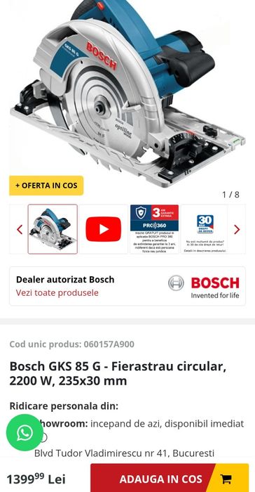 Circular Bosch GKS 85 G cu accesorii