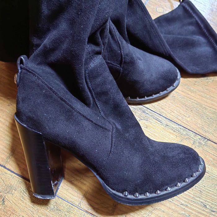 Сапоги замшевые чёрные